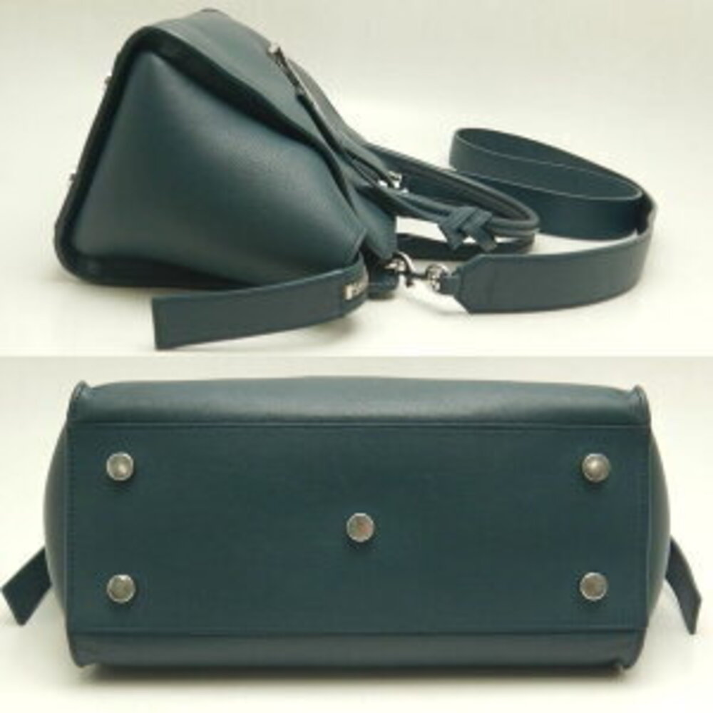 SAINT LAURENT Downtown Cabas Handbag Leather Green - Picture 4 of 9